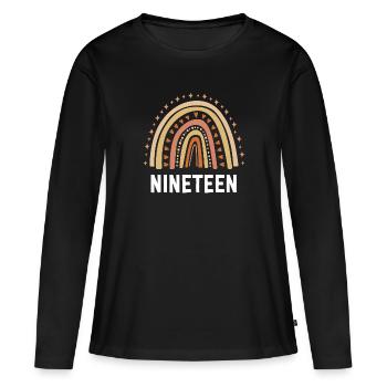 Orange Rainbow dix-neuf ans 19e anniversaire - T-shirt manches longues Premium bio Femme - noir - Devant - Julia (174cm)