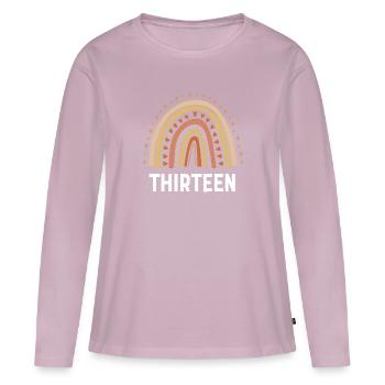 Orange Rainbow Treize ans 13e anniversaire - T-shirt manches longues Premium bio Femme - rose poudré - Devant - Julia (174cm)