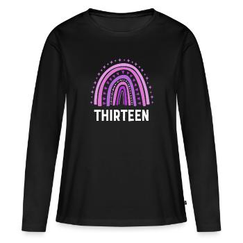 Purple Rainbow Treize ans 13e anniversaire - T-shirt manches longues Premium bio Femme - noir - Devant - Julia (174cm)