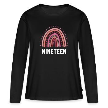 Red Rainbow dix-neuf ans 19e anniversaire - T-shirt manches longues Premium bio Femme - noir - Devant - Julia (174cm)