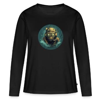 Taucher - Frauen Premium Bio Langarmshirt - Schwarz - Vorne - Julia (174cm)