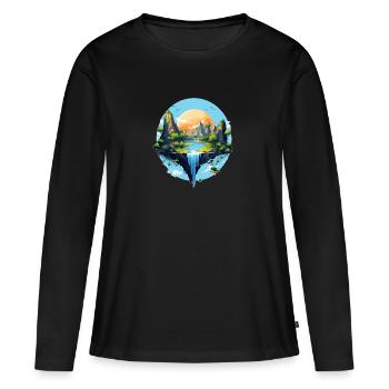 Paysage - T-shirt manches longues Premium bio Femme - noir - Devant - Julia (174cm)