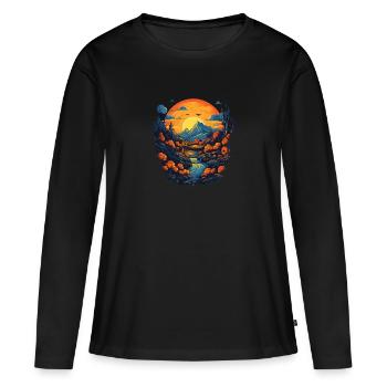 Paysage - T-shirt manches longues Premium bio Femme - noir - Devant - Julia (174cm)