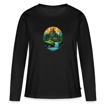 Paysage - T-shirt manches longues Premium bio Femme - noir - Devant - Julia (174cm)