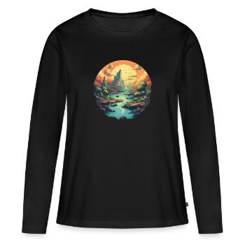 Paysage - T-shirt manches longues Premium bio Femme - noir - Devant - Julia (174cm)