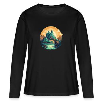 Paysage - T-shirt manches longues Premium bio Femme - noir - Devant - Julia (174cm)