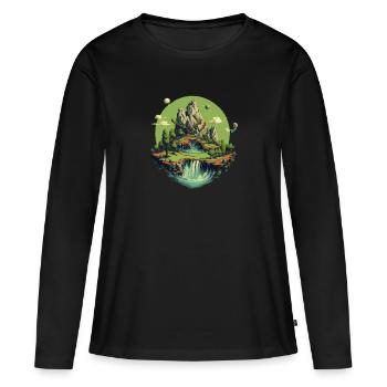 Paysage - T-shirt manches longues Premium bio Femme - noir - Devant - Julia (174cm)