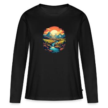 Paysage - T-shirt manches longues Premium bio Femme - noir - Devant - Julia (174cm)