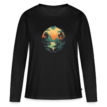 Paysage - T-shirt manches longues Premium bio Femme - noir - Devant - Julia (174cm)
