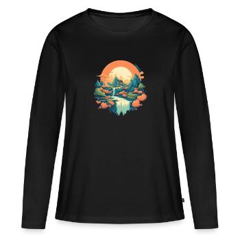 Paysage - T-shirt manches longues Premium bio Femme - noir - Devant - Julia (174cm)