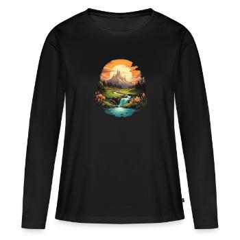 Paysage - T-shirt manches longues Premium bio Femme - noir - Devant - Julia (174cm)
