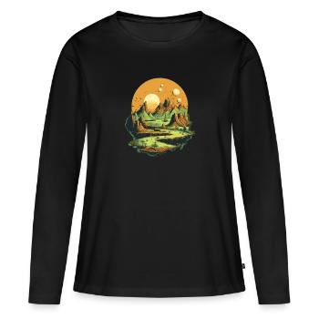 Paysage - T-shirt manches longues Premium bio Femme - noir - Devant - Julia (174cm)