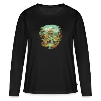 Paysage - T-shirt manches longues Premium bio Femme - noir - Devant - Julia (174cm)