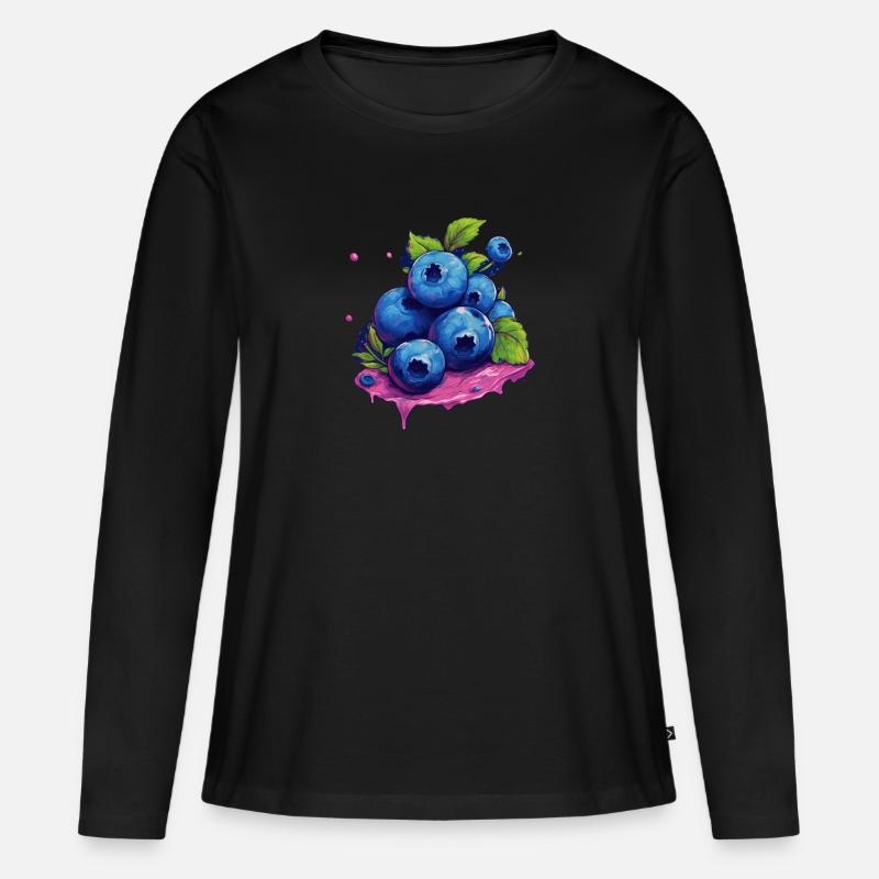 Blaubeere - Frauen Premium Bio Langarmshirt - Schwarz