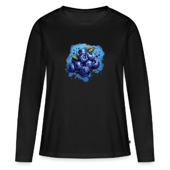 Blaubeere - Frauen Premium Bio Langarmshirt - Schwarz - Vorne - Julia (174cm)