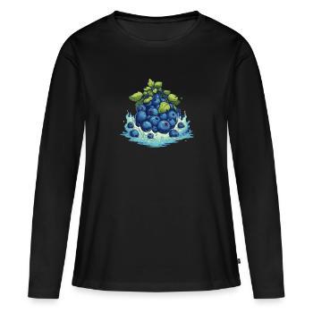 Blaubeere - Frauen Premium Bio Langarmshirt - Schwarz - Vorne - Julia (174cm)