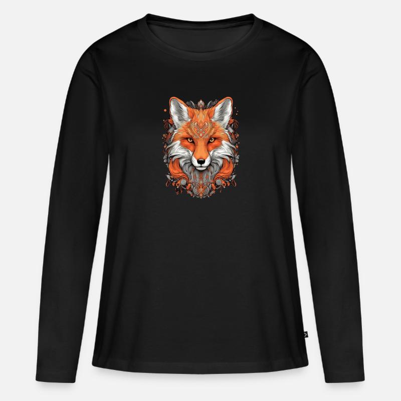 Fuchs - Frauen Premium Bio Langarmshirt - Schwarz