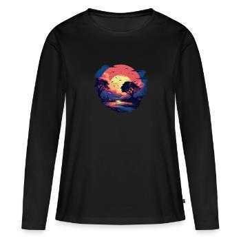 Paysage - T-shirt manches longues Premium bio Femme - noir - Devant - Julia (174cm)