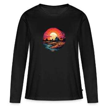 Paysage - T-shirt manches longues Premium bio Femme - noir - Devant - Julia (174cm)