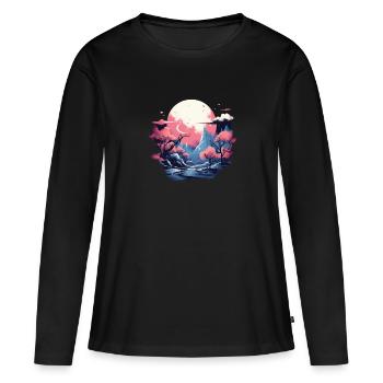Paysage - T-shirt manches longues Premium bio Femme - noir - Devant - Julia (174cm)