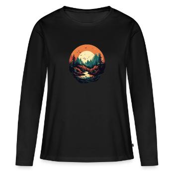 Paysage - T-shirt manches longues Premium bio Femme - noir - Devant - Julia (174cm)