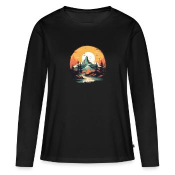 Paysage - T-shirt manches longues Premium bio Femme - noir - Devant - Julia (174cm)