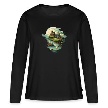 Paysage - T-shirt manches longues Premium bio Femme - noir - Devant - Julia (174cm)
