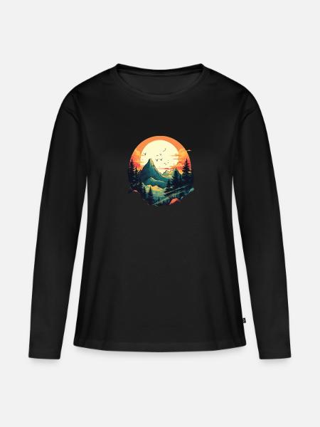 Landschaft - Frauen Premium Bio Langarmshirt - Schwarz