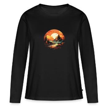 Paysage - T-shirt manches longues Premium bio Femme - noir - Devant - Julia (174cm)