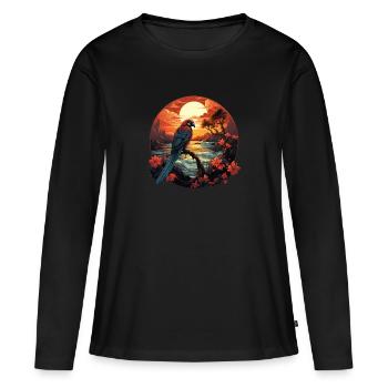 Tropical - Perroquet - T-shirt manches longues Premium bio Femme - noir - Devant - Julia (174cm)