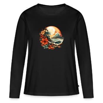 Tropical - T-shirt manches longues Premium bio Femme - noir - Devant - Julia (174cm)