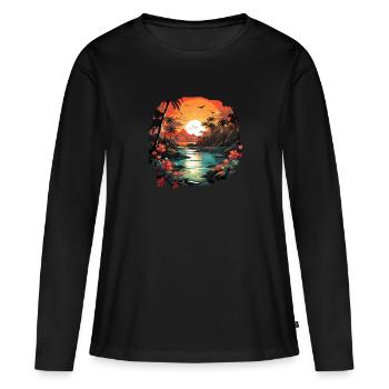 Tropical - T-shirt manches longues Premium bio Femme - noir - Devant - Julia (174cm)