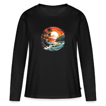 Tropical - T-shirt manches longues Premium bio Femme - noir - Devant - Julia (174cm)