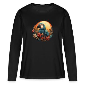 Tropical - Perroquet - T-shirt manches longues Premium bio Femme - noir - Devant - Julia (174cm)