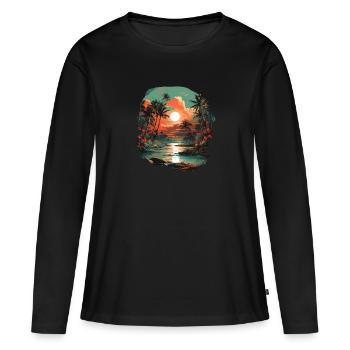 Tropical - T-shirt manches longues Premium bio Femme - noir - Devant - Julia (174cm)