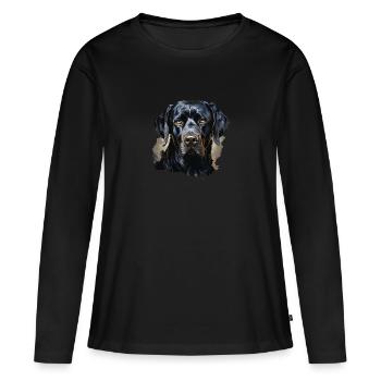 Hund - Frauen Premium Bio Langarmshirt - Schwarz - Vorne - Julia (174cm)