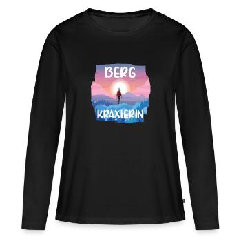 Wandern Watzmann Herz Bergkraxlerin Alpenherz Girl - Frauen Premium Bio Langarmshirt - Schwarz - Vorne - Julia (174cm)