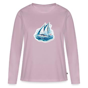 Voilier - illustration - T-shirt manches longues Premium bio Femme - rose poudré - Devant - Julia (174cm)