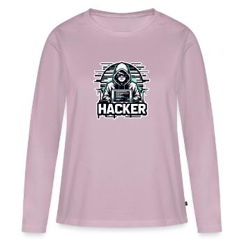 Hacker - Illustration - Women's Premium Organic Long Sleeve Shirt - dusky pink - Front - Julia (174cm)