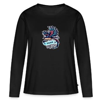 Soar High - Illustration d’oiseau - T-shirt manches longues Premium bio Femme - noir - Devant - Julia (174cm)