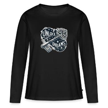 Déverrouiller les rêves - Illustration clé - T-shirt manches longues Premium bio Femme - noir - Devant - Julia (174cm)