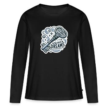 Déverrouiller les rêves - Illustration clé - T-shirt manches longues Premium bio Femme - noir - Devant - Julia (174cm)