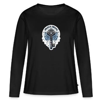 Déverrouiller les rêves - Illustration clé - T-shirt manches longues Premium bio Femme - noir - Devant - Julia (174cm)