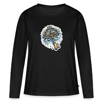 Déverrouiller les rêves - Illustration clé - T-shirt manches longues Premium bio Femme - noir - Devant - Julia (174cm)