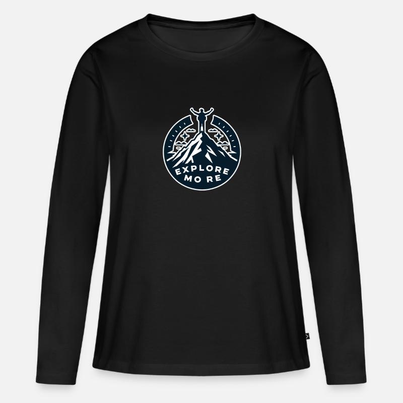 Explore more - Wanderer - Frauen Premium Bio Langarmshirt - Schwarz