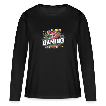 Jeux - Manettes - T-shirt manches longues Premium bio Femme - noir - Devant - Julia (174cm)