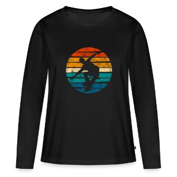 Skateboarder Skateboard Skater Skate Skateing - T-shirt manches longues Premium bio Femme - noir - Devant - Julia (174cm)