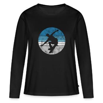 Skateboarder Skateboard Skater Skate Skateing - T-shirt manches longues Premium bio Femme - noir - Devant - Julia (174cm)