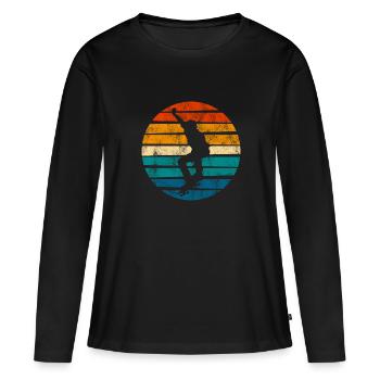 Skateboarder Skateboard Skater Skate Skateing - T-shirt manches longues Premium bio Femme - noir - Devant - Julia (174cm)