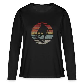Skateboarder Skateboard Skater Skate Skateing - T-shirt manches longues Premium bio Femme - noir - Devant - Julia (174cm)